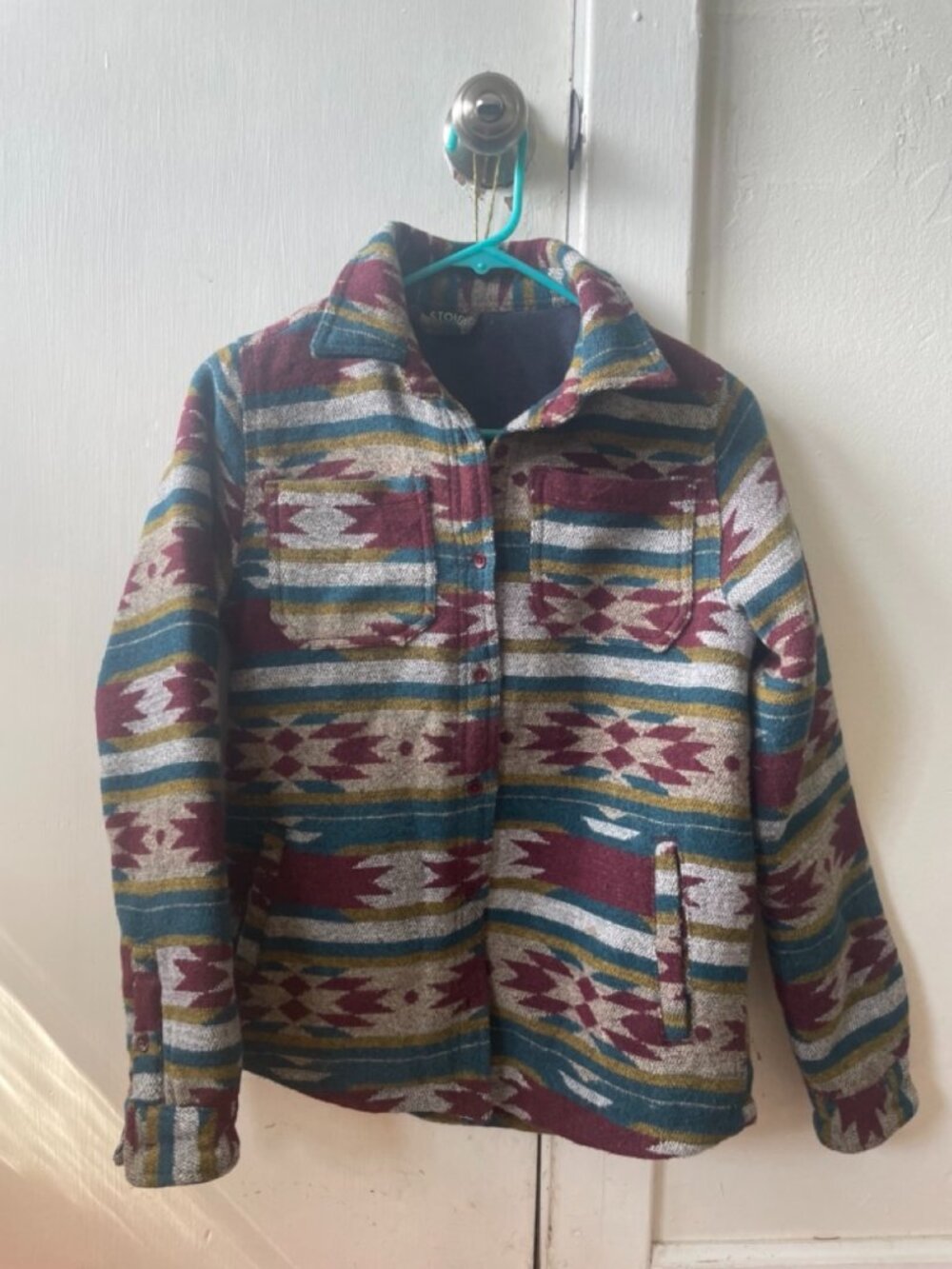 Women's printed jacket, fleece shacket, size XS